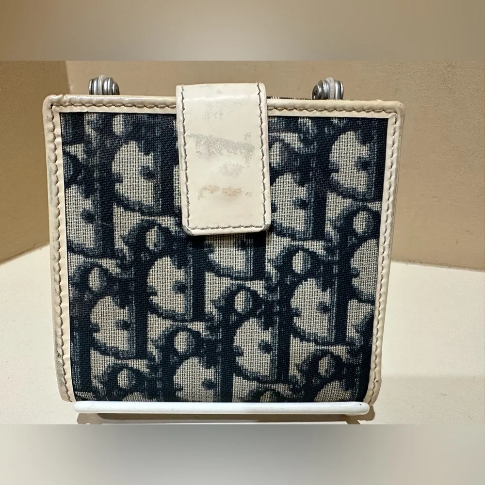 Christian Dior Blue Trotter 2 PVC Canvas And Leather Bifold Wallet
